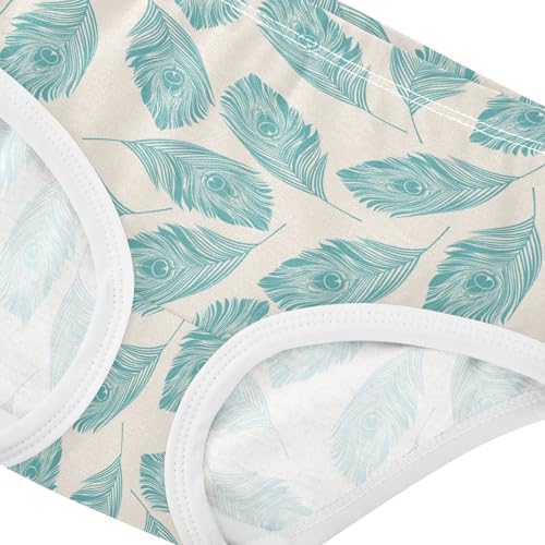 Girls' Underwear Peacock Feathers Cotton Stretch Comfort Toddler Panties4