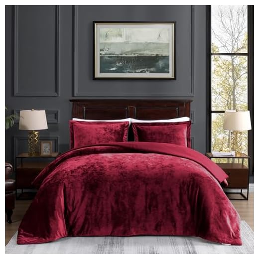 TAMGHO Crushed Velvet Burgundy King Size Comforter Set, Dark Red Luxury Soft Fluffy Bedding for All Seasons, 3 Pcs Bed Set Includes 1 Comforter (108"x96") and 2 Pillow Shams (20"x36"+2")