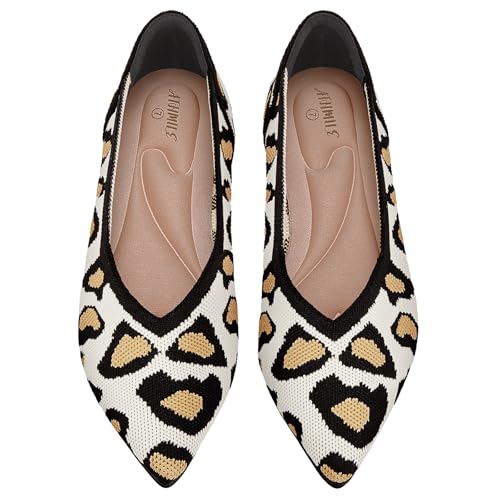 Image of ATHMILE Pointed Toe Flats for Women Comfortable Knit Ballet Flats Shoes | Slip-on Lightweight Dressy Work Shoes Machine Washable Womens Flats for Work Office Business Casual Wedding