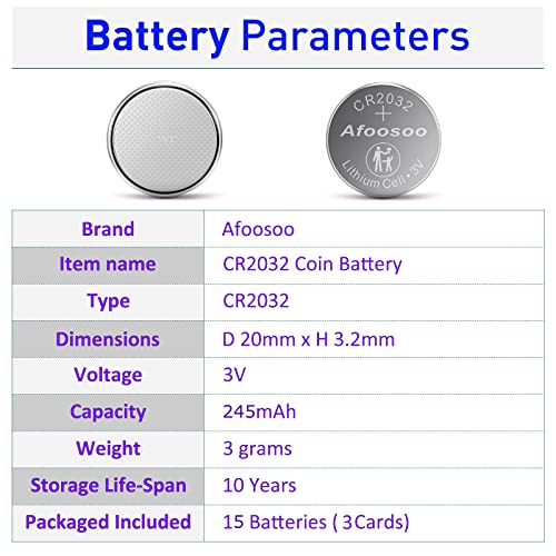Cr2032 Lithium 3V Coin Battery Airtag - 15 Pack Cr 2032 Batteries For Apple Air Key Tag Car Remote Key Fob Garage Door Opener Sensor Digital Scale Thermometers Blood Glucose Meters Battery Replacement #TOP1