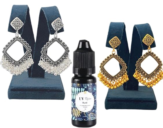 Combo Offer: Pack of 2 Square Jhumka Earring Bezels – Oxidized Gold & Silver Coated, Anti-Tarnish, Includes 10g Free UV Resin, Made in India (B0DHPG1DBL) Amazon Price History, Amazon Price Tracker