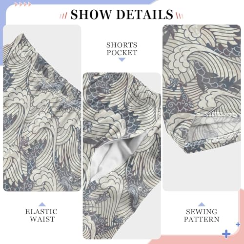 Retro Wave Boys Long Pants Soft Trousers Elastic Waist Kids Lounge Bottoms with Pockets S-XL4