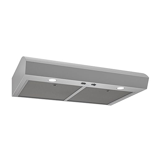 Broan-NuTone 30-Inch Stainless Steel Under Cabinet Range Hood- Modern Design with Quiet Power at 350 CFM, 1.5 Sones for Powerful Kitchen Ventilation