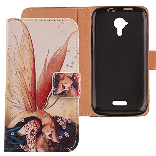 Lankashi PU Housse Cuir Coque Case Cover Skin Protection Flip pour Wiko Five Wing Girl Design
