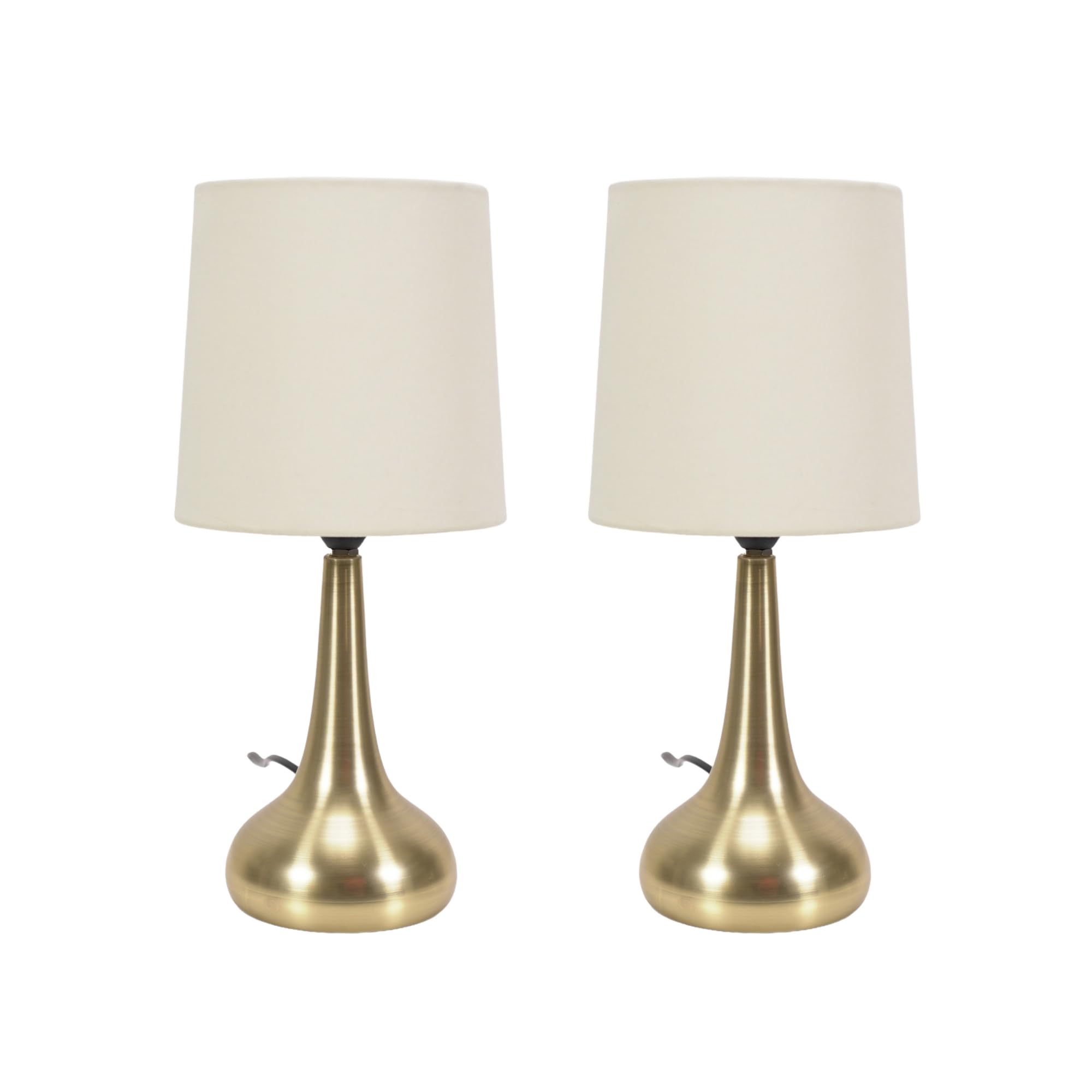 ValueLights Teardrop Cream Shade Gold Touch Table Lamp - 2 Pack