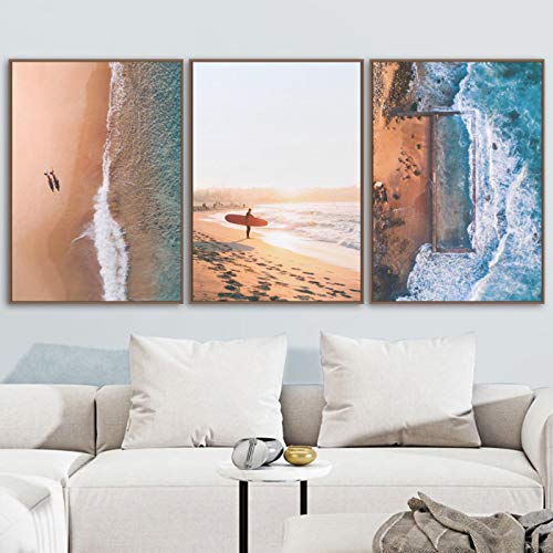 Affiche Toile Surfboard Mer Nordique 70x100cm Déco Salon