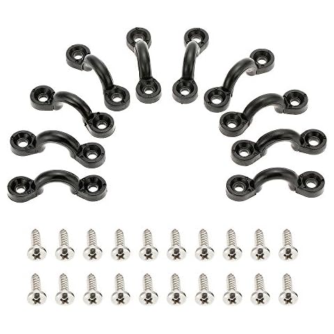 Docooler 10pcs Nylon Bungee Deck Loops Tie Down Pad Eye with 20 Screws for Boat Kayak Deck Rigging Kit Cover