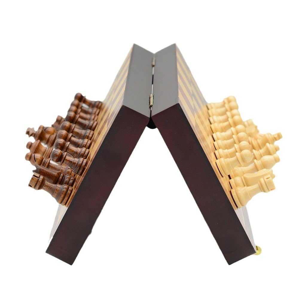 Juego de ajedrez magnético de Madera con Tablero de Almacenamiento Ajedrez