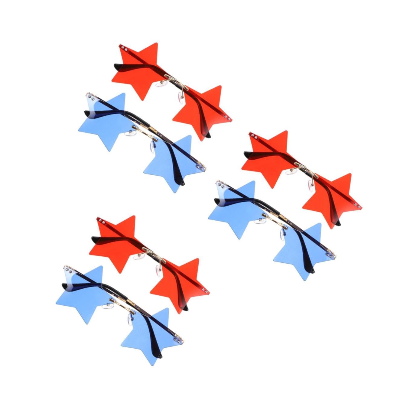 SHERCHPRY 6stücke Star Shaped Rimless Sunglasses Für Unisex Lustige Party-ausrüstung Für Unabhängigkeitstag Leicht Und Bequem Accessoires Für Festivals Und Cosplay-events