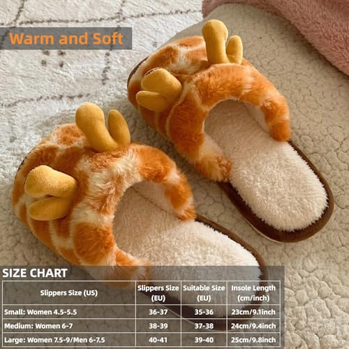 Cute Giraffe Slippers for Women Indoor Cozy Winter Warm House Shoes Non Slip Open Toe Plush Cotton Gifts Home Slides Fun Animal Themed Soft Fleece2