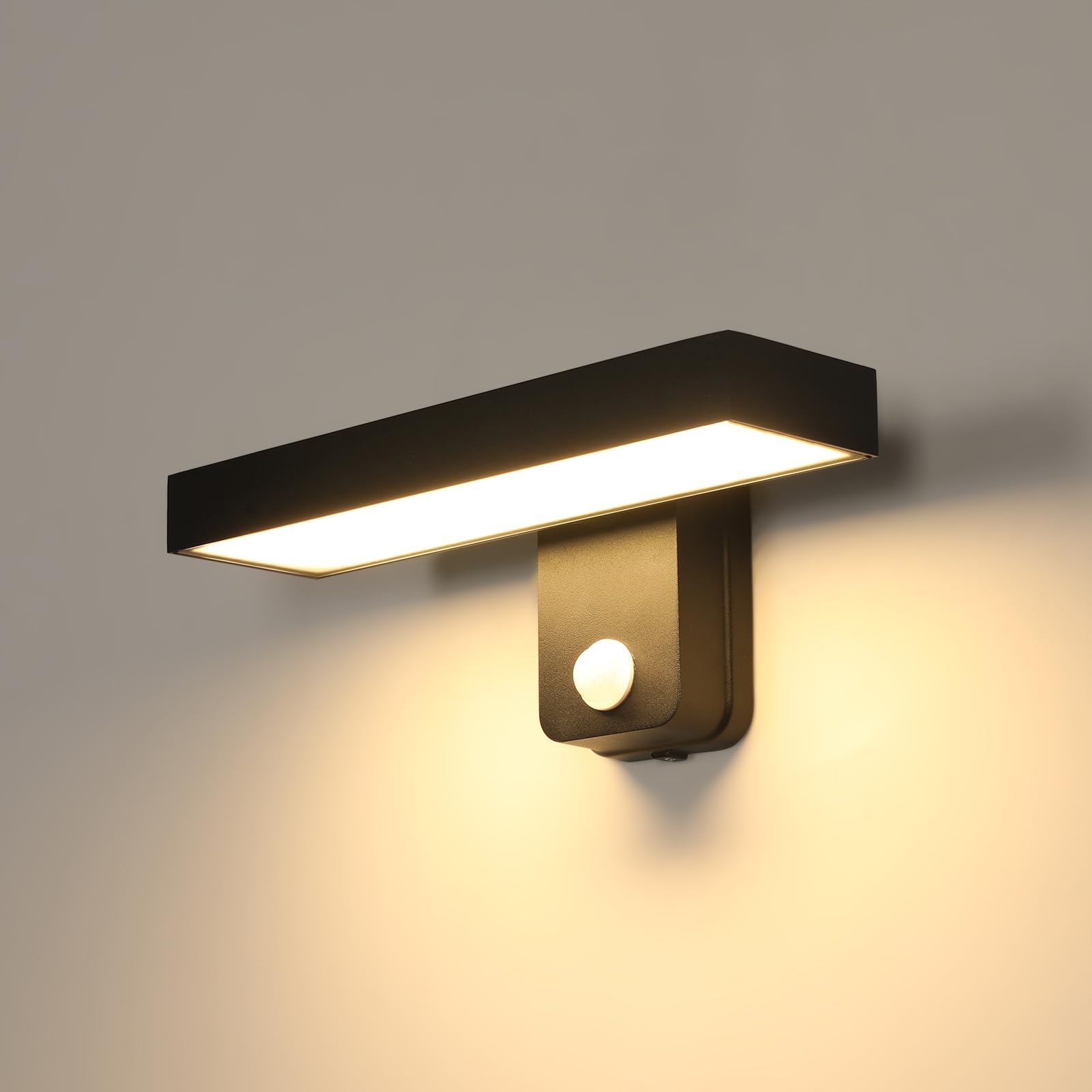 Riserva Outdoor Wall Light with Motion Sensor, IP65 350° Rotatable Outdoor Wall Sconce Black for Patio, Terrace, Hallway, Garage, Porch, 3000K Warm Light