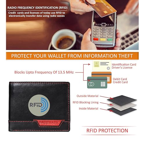 Genuine Leather Made Bi-Fold Casual, Formal, Party, Travel RFID Protected Wallet for Men-Black, Black And Red, Carry On 20 Inch, Contemporary3