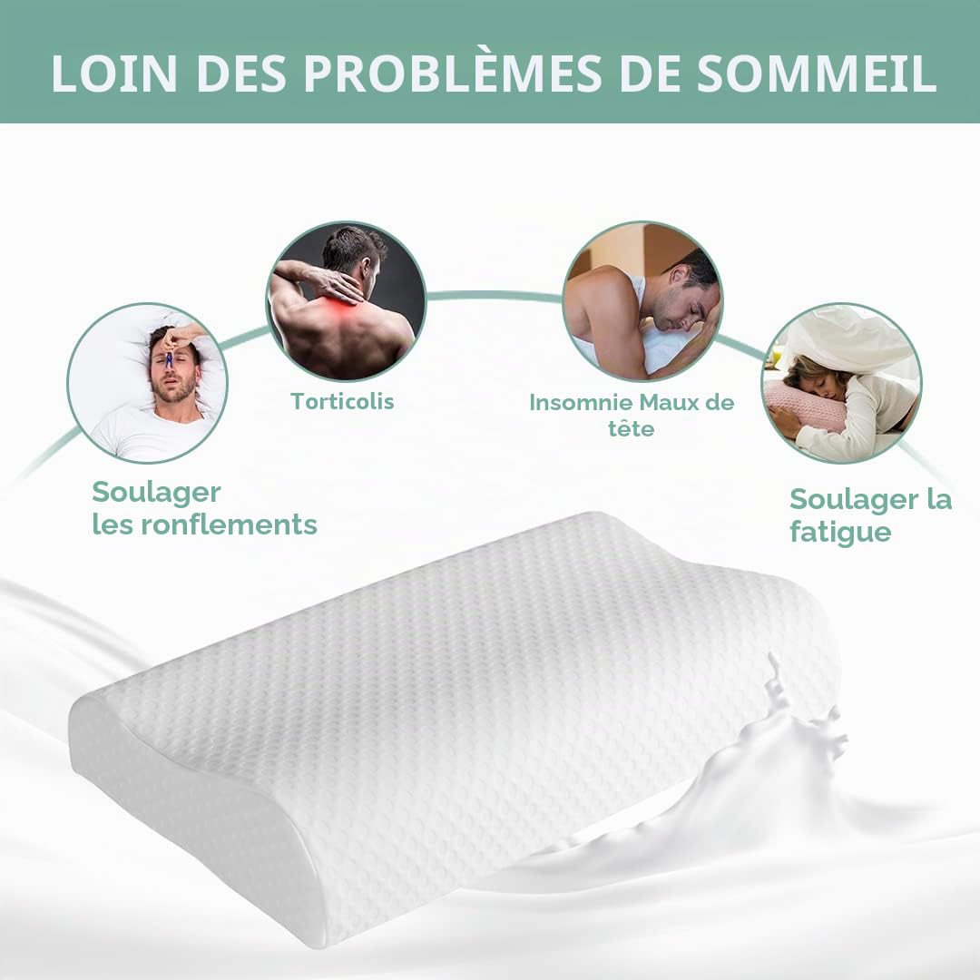 Good Nite Oreiller orthopédique en Mousse à mémoire de Forme pour Le Cou - Sommeil Cervical Doux et Profond - pour Les Personnes Dormant sur Le côté et Le Dos - Housse Lavable - 65 x 35 cm - Taille