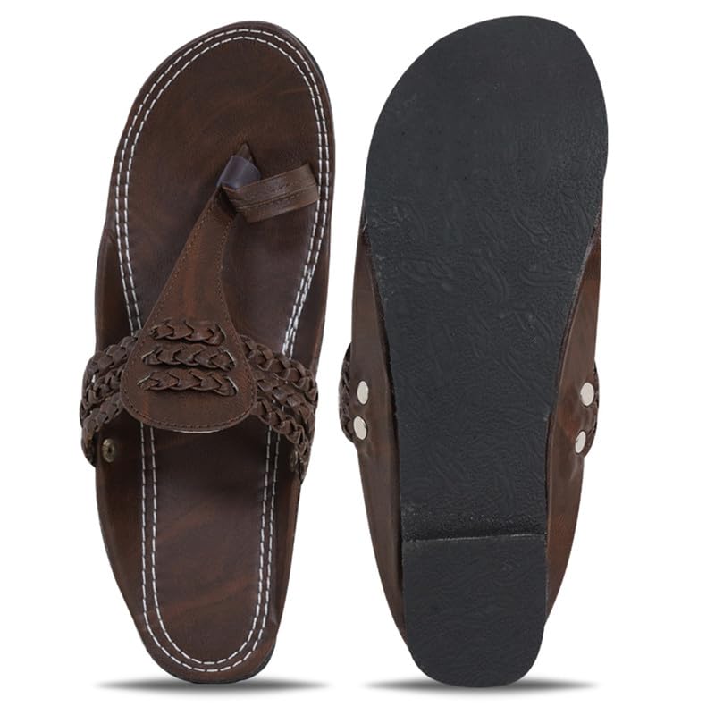 Image of DFR Ethnic Sandals For Boys Men, Comfortable Rajasthani Slippers