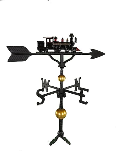 Miniatura 2 de Montague Metal Products Veleta de lujo de 32 pulgadas con adorno de tren negro satinado