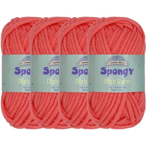 Lana esponjosa roja de alta suavidad JubileeYarn 4 madejas de 50g para tejer 2