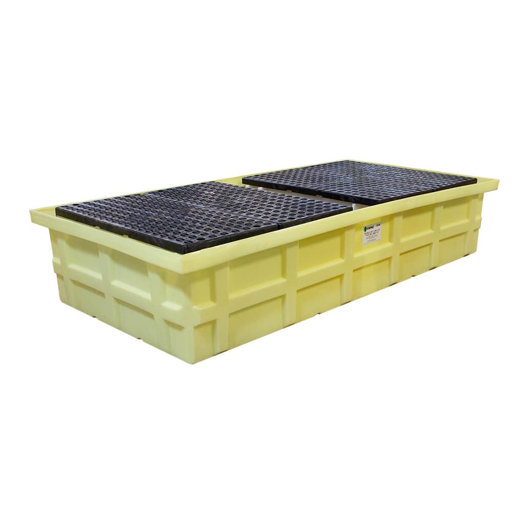 Enpac Double IBC Tote Low-Top Spill Pallet, No Drain, Yellow, Ergonomic Dispensing, Compliant Sump, Polyethylene