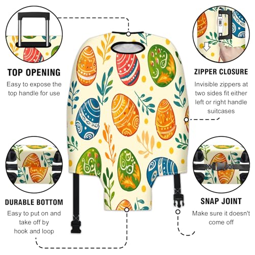 Easter Eggs Luggage Cover Suitcase Protector Travel Luggage Cover Carry on Luggage Cover Washable Baggage Covers for Suitcase Fit 19-21 Inch Luggage3