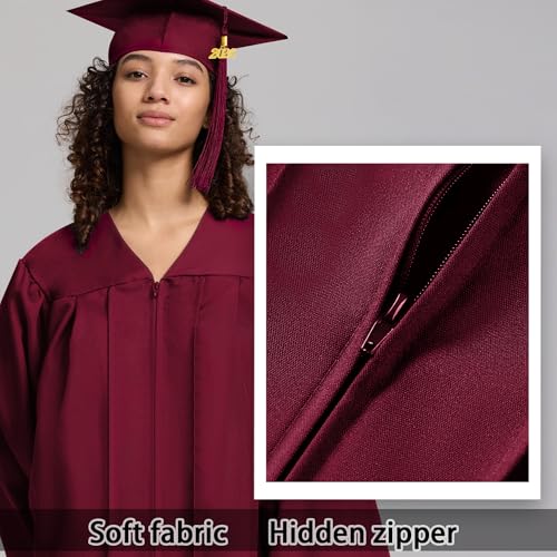 Image of Graduation Cap and Gown 2026 Matte Unisex for High School Bachelor | Heavyweight Matte Polyester, Zipper Closure, Adjustable Cap with 2026 Tassel, Sizes 39-60, Bulk Orders Available