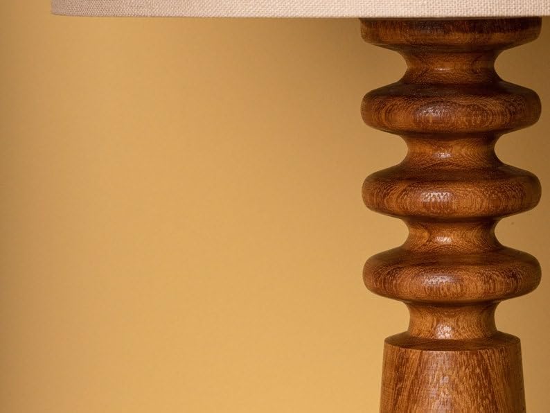 Mid Century Modern Wood Table Lamp - Frustum Cone