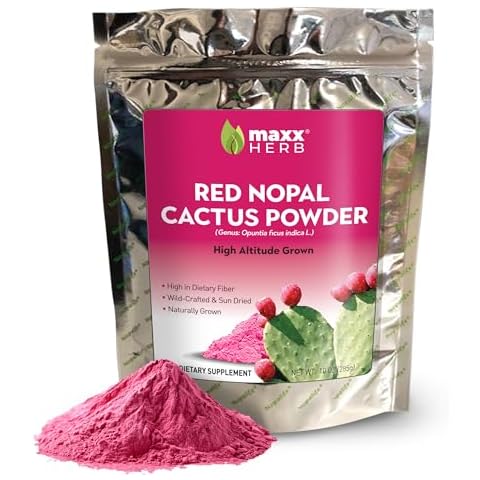 Maxx Herb Red Nopal Cactus Powder, Prickly Pear - for Digestion & Immune Support, High in Dietary Fiber, Vegan, Non-GMO & Gluten Free - 10 Oz Bag (28 Servings) Cover