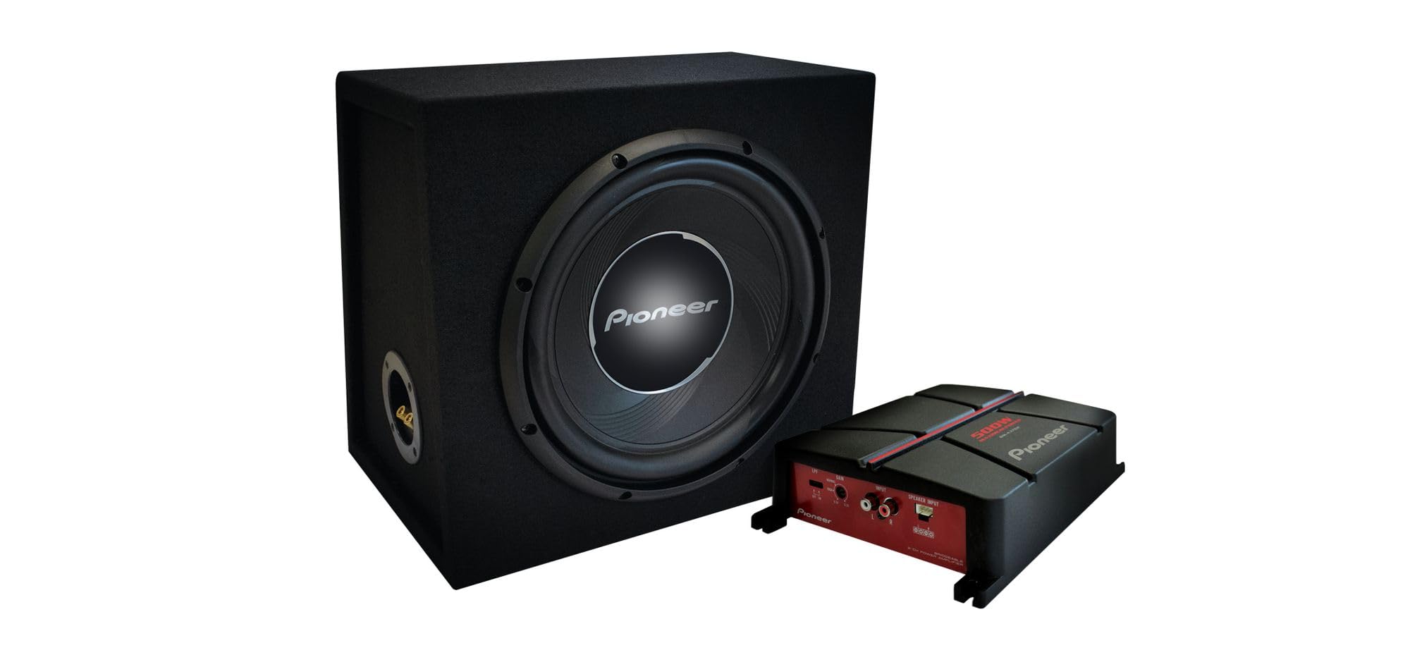 Pioneer GXT-3730B-SET – 30-cm Subwoofer mit brückbarem 2-Kanal-Verstärker und Kabelset