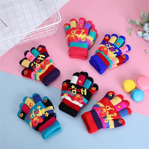 Warm Thermal Gloves For Girl Boy Gloves Stylish Heart Full FInger Winter Outdoor Gloves For Children Thicken Mitten3