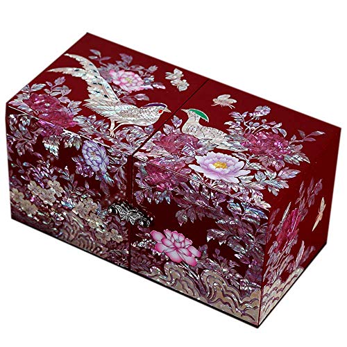Joyero con nácar Lacado Pintado a Mano Joyero con Flor de Mariposa...