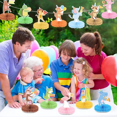 12 PCS Animal Parade Party Honeycomb Centerpieces Safari Party Table Decorations 3D Animal Parade Table Centerpieces for Boys Girls Zoo Safari Jungle Theme Birthday Parties Baby Shower Home Decor by Oitnlaughter - Used condition - Image 6