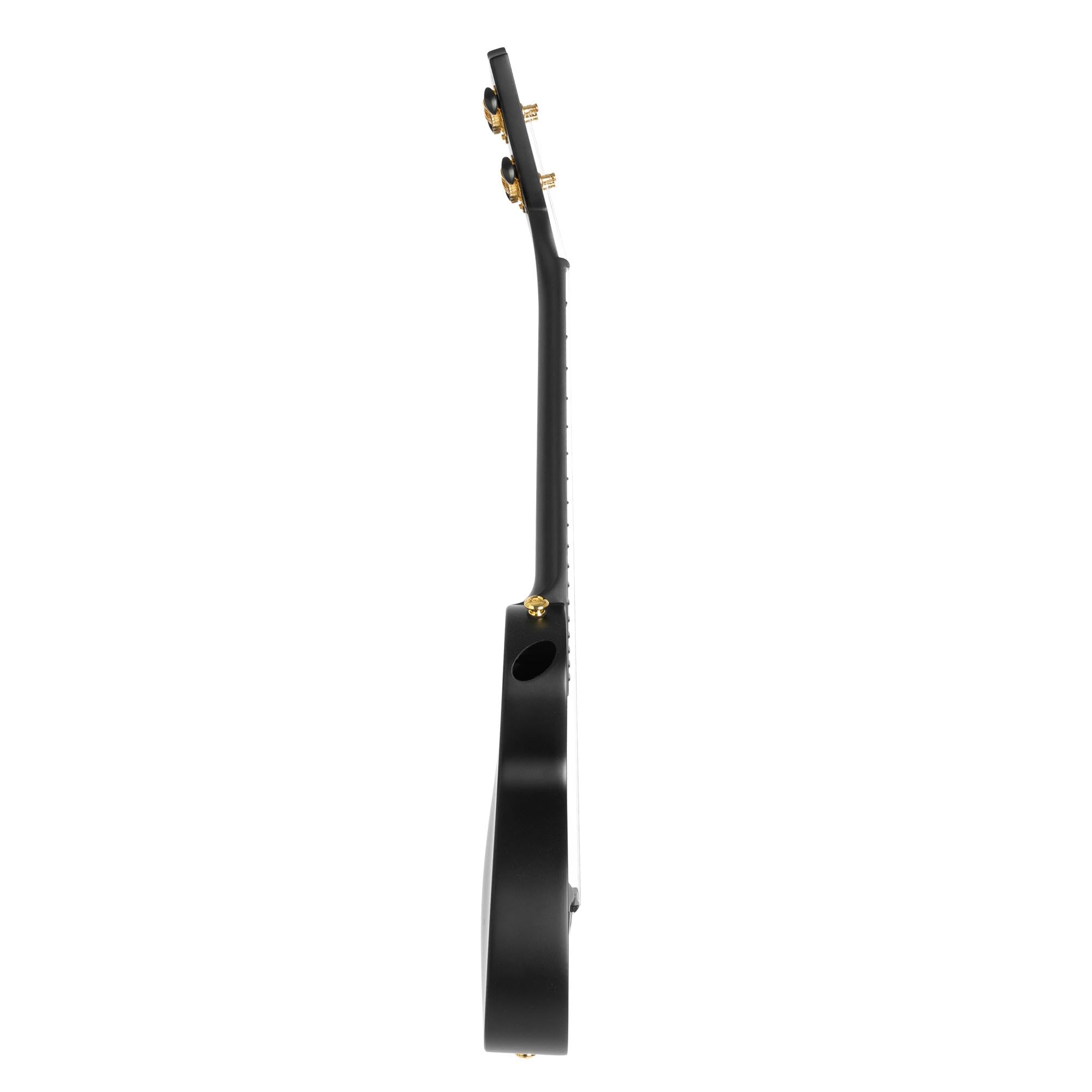 CASCHA Konzert Ukulele Set aus Kohlefaser I Carbon Ukulele Starter Kit mit 3 Plektren Tasche Gurt I Ukulele Set Fluorcarbon Saiten I Kleine Hawaii Gitarre für Anfänger Fortgeschrittene I Schwarz