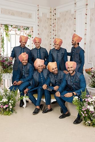 Men's Indian Traditional Ethnic Wedding Party Wear Dress Set Festive Season Kurta Pyjama With Jacket3