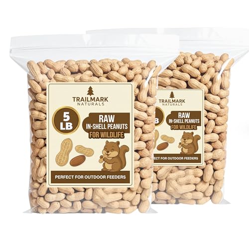 TRAILMARK NATURALS - 2 Pack of 5 Lb Bags (10 Pounds Total) - Raw Peanuts for Squirrels, Raw in Shell Peanuts for Birds and Wildlife- Squirrel Food, Wild Bird Seed - Grown in The USA