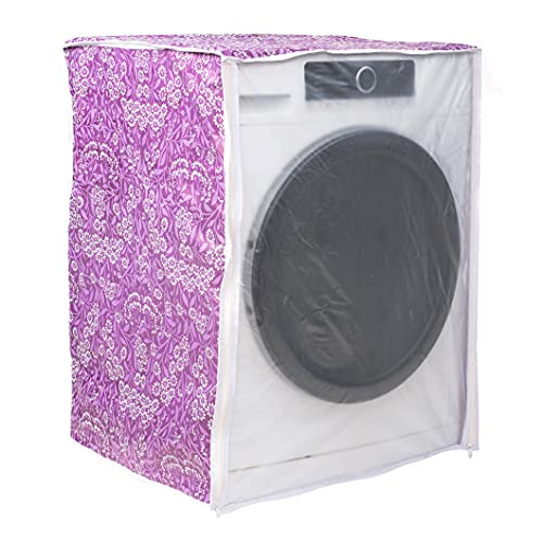 Image of Classic Front Load Washing Machine Cover Suitable For IFB 5.5 Kg, 6 Kg, 6.5 Kg (50cmsX63cmsX81cms, Purple Flower, Medium)