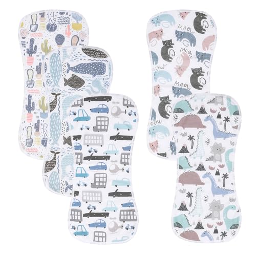 Image of Gelisite 5 Pack Cotton Baby Burp Cloths Extra Absorbent Soft for Baby Boys and Girls (Animal-1)