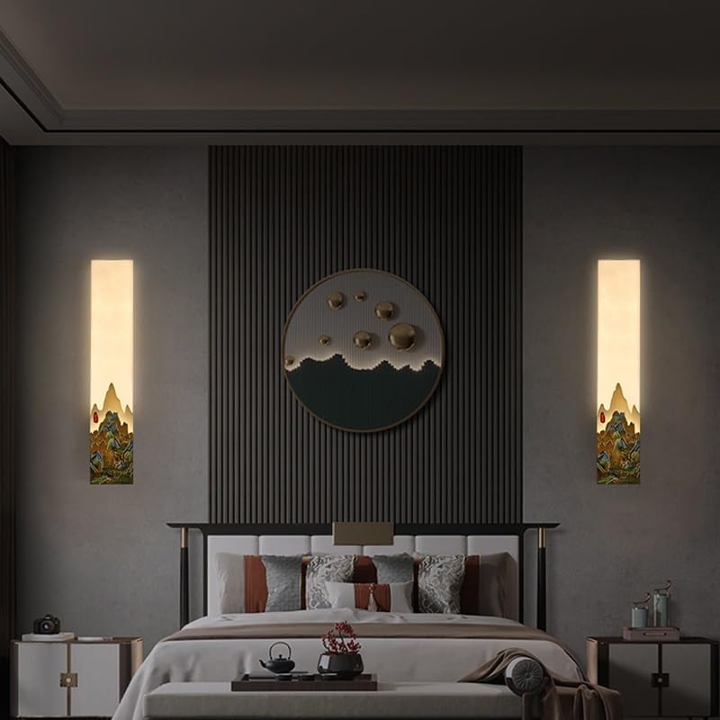 Außenbeleuchtung Wandleuchten im chinesischen Stil drinnen und draußen, Zen Wohnzimmer Hintergrund Wandleuchten für Schlafzimmer, Nachttischlampen für Treppe im Flur Verandabeleuchtung im Freien(B)