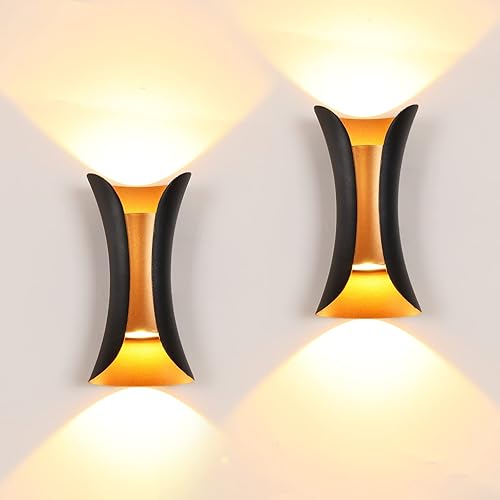 rosysky Outdoor Wall Light Set of 2 Modern Wall Sconces 10W LED Porch Exterior Lights Fixture Black Aluminum Wall Lighting Suitable for Patio,Bathroom,Hallway, Living Room(3000K)