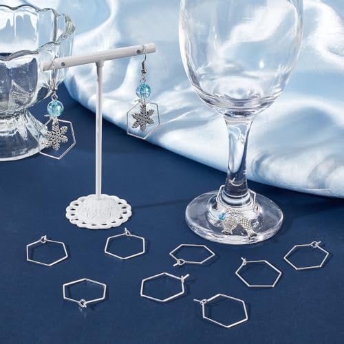 Beebeecraft 1 Box 40Pcs Hoop Ear Wires 925 Sterling Silver Plated Hexagon Geometry Earring Loops Findings for Jewelry Making DIY Beading 20mm - Image 4