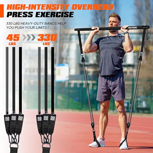 Image of KUTIZE Pilates Bar Kit with Resistance Bands, Heavy Duty Pilates Equipment for Men, Training Bands with Handles for Legs, Hip, Back, Arm, Abs, Chest, Shoulders, Portable Home Gym Workout Equipment