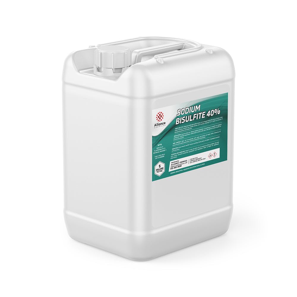 Sodium Bisulfite 40% - 4 x 5 Gallon Pails – for Wastewater Treatment, Chemical Processing, Textile Dyeing, Paper and Pulp Processing, and Leather Tanning