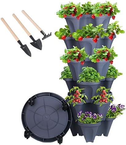 5 Tier Vertical Gardening Stapelbarer Pflanzer für Erdbeeren Blumen Kräuter Gemü