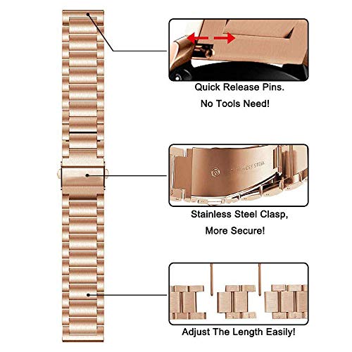 Vicrior Bands Compatible With 19Mm Id205L Veryfitpro Smartwatch Stainless Steel + Mesh Strap Bracelet Replacement Band For Id205L, Id205G Id205 Id205U Id205S, Rose Gold #TOP4