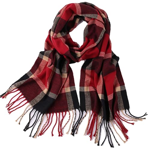 CLeemuziN Tartan Buffalo Narrow Scarf for Men Scottish Plaid Long Scarves Women Winter Spring Fall Neck Warm Scarf 12x75in