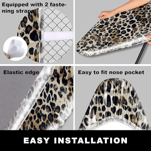 Image of Ironing Board Cover 15x54 Inch- Standard Cotton Cover with Strong Elastic Edge & Stain Resistant Surface (Leopard-Print, 15 inch x 54 inch)