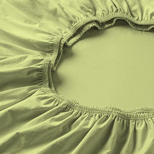 ESTELLA Spannbetttuch Feinjersey | maigrün | 100x200 cm | bügelfreie & trocknerfeste Qualität | Rundumgummi | 100% Baumwolle