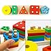 GETIANLAI Wooden Educational Preschool Toddler Toys Shape Color Sorting Block Puzzles for Boys & Girls