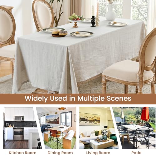 Simple&Opulence Natural Linen Tablecloth for Rectangle Tables-60×120 Inch, 100% Linen Farmhouse Tablecloth for 10-12 Seat Dining Table, Stonewashed Extra Large Tablecloth for Banquet, Dinner, Wedding by Simple&Opulence - Used condition - Image 9