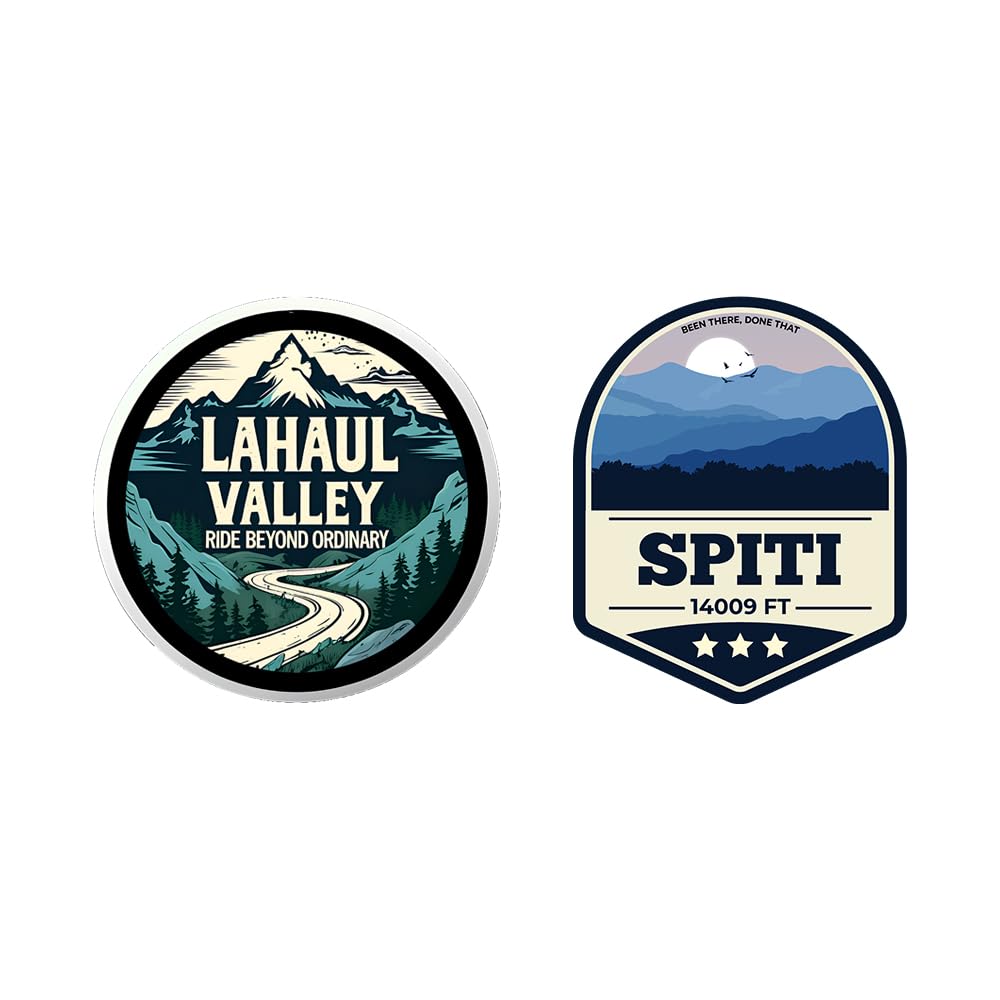 Stick The Vibe, Lahaul Valley & Spiti, Peel & Stick Vinyl Stickers - Sticker for Bike | Helmet | Laptop | Wall Etc. - 3 Inch X 3 Inch (Each) - Pack of 2-image-49