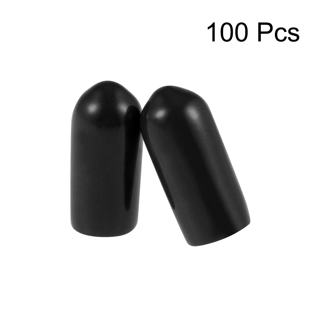 100pcs Rubber End Caps 5mm ID Vinyl Round Tube Bolt Cap Cover Screw Thread Protectors Black
