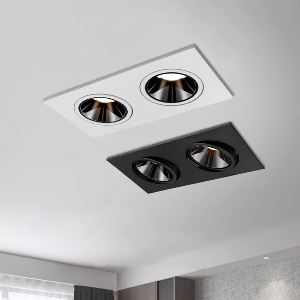 Podwójna Głowica Lampy Led Z Czarną Gałką Oczną 7W, Prostokątne Reflektory Retrofitowe 12W, Panel Sufitowy Cob, Zestaw Do Konwersji Oświetlenia Dyskowego, Temperatu,7w-4000k