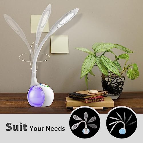 Image of LED Night Light Desk Lamp Eye Protection Flexible Bedside Table Reading Desk Light with USB Charging Multi-Function Socket (Multi-Function Desk Lamp)